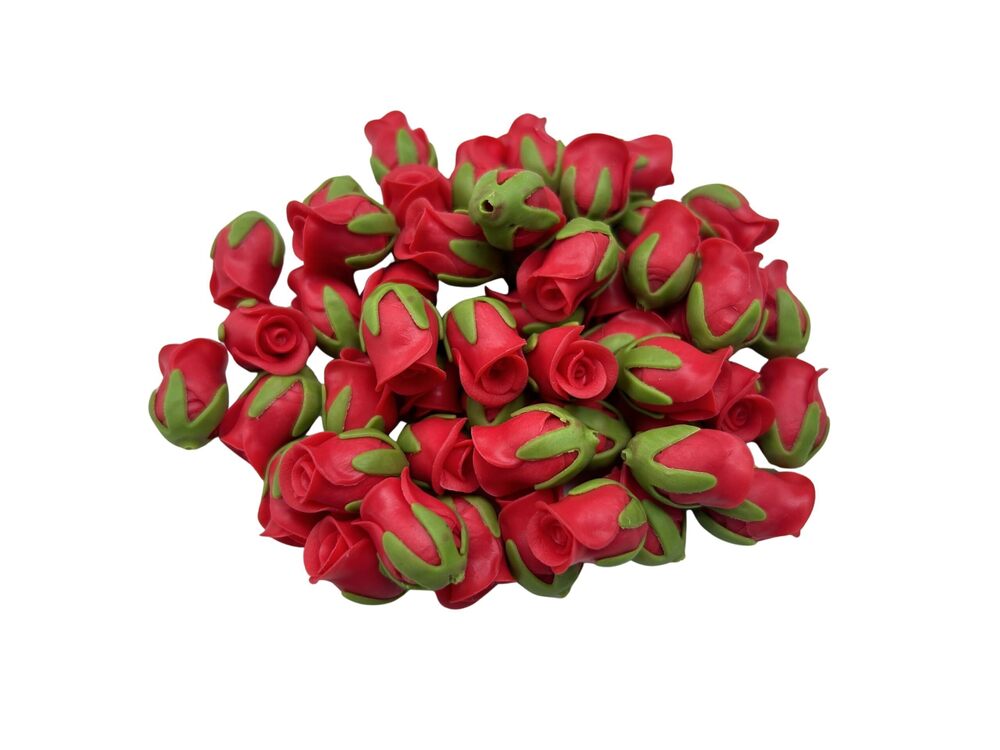 4207 50 PCS Medium Clay Rose Flower Beads for Jewelry Making Garland DIY